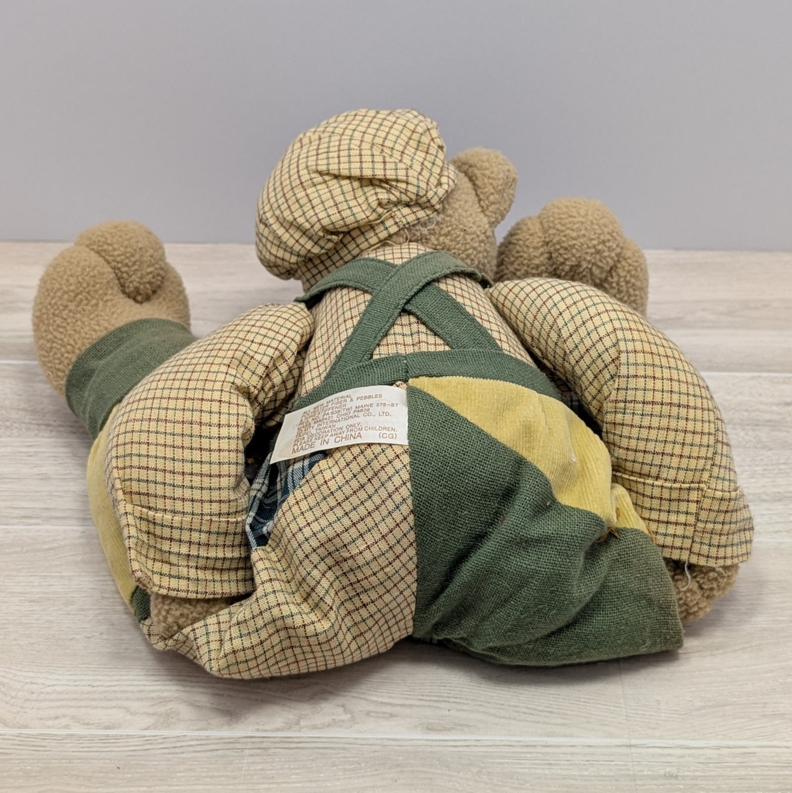 Dan Dee Shelf Sitter Weighted Country Bear Overalls Fall Teddy Bear Decoration