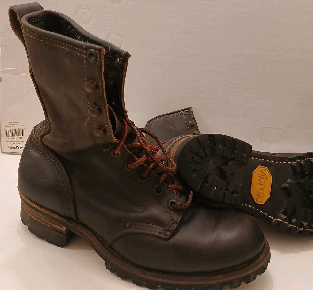 VTG Frye Logger Boot Size 8.5 M / 10 Women Brown Leather  display picture 1