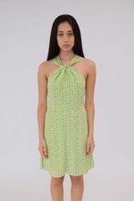 Versace Ditsy Floral Twist Halterneck Silk Dress