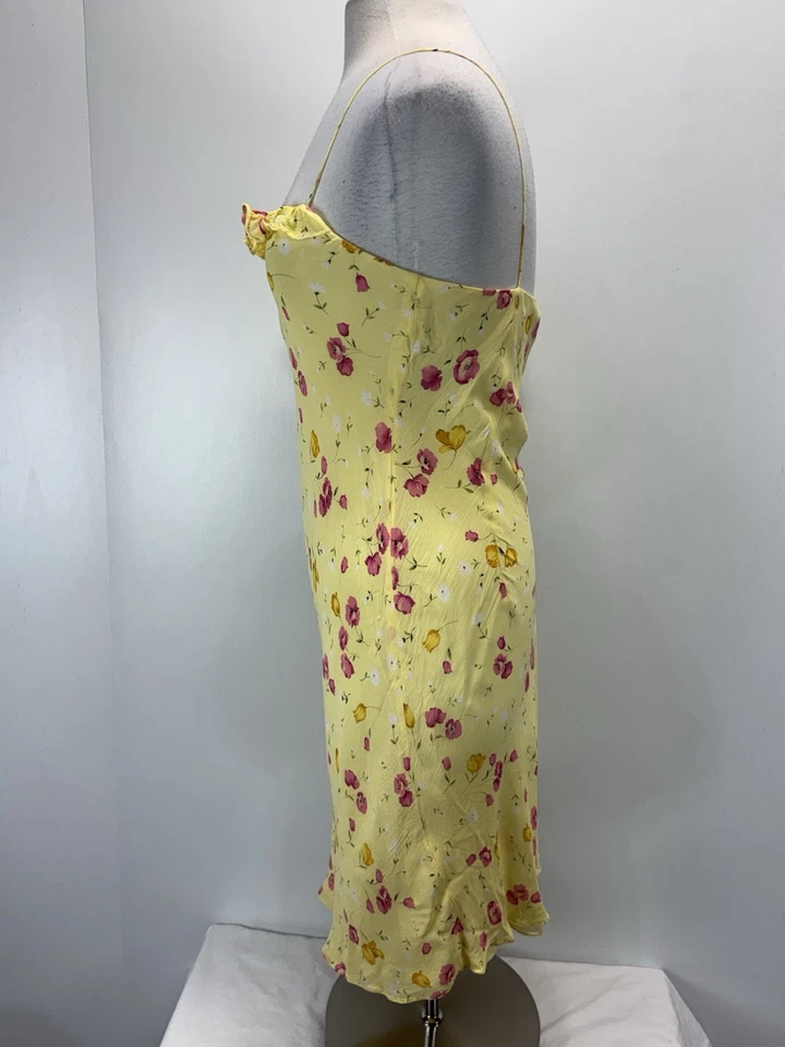 Vestido De Colección Ralph Lauren Floral Midi Sin Mangas Talla 10 Amarillo Y2K DEFECTOS Foto 2 de 4