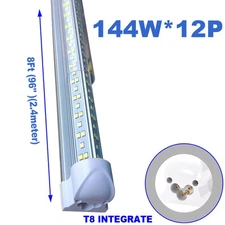 12/25Pack 8Foot LED Shop Lights 144W Fixture 8 FT LED Tube Light 8' Garage Light