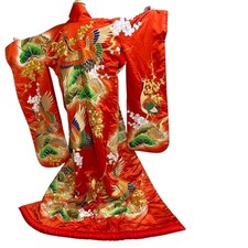 Japanese Orange uchikake Floral Kimono Robe Traditional Japanese Wedding floral