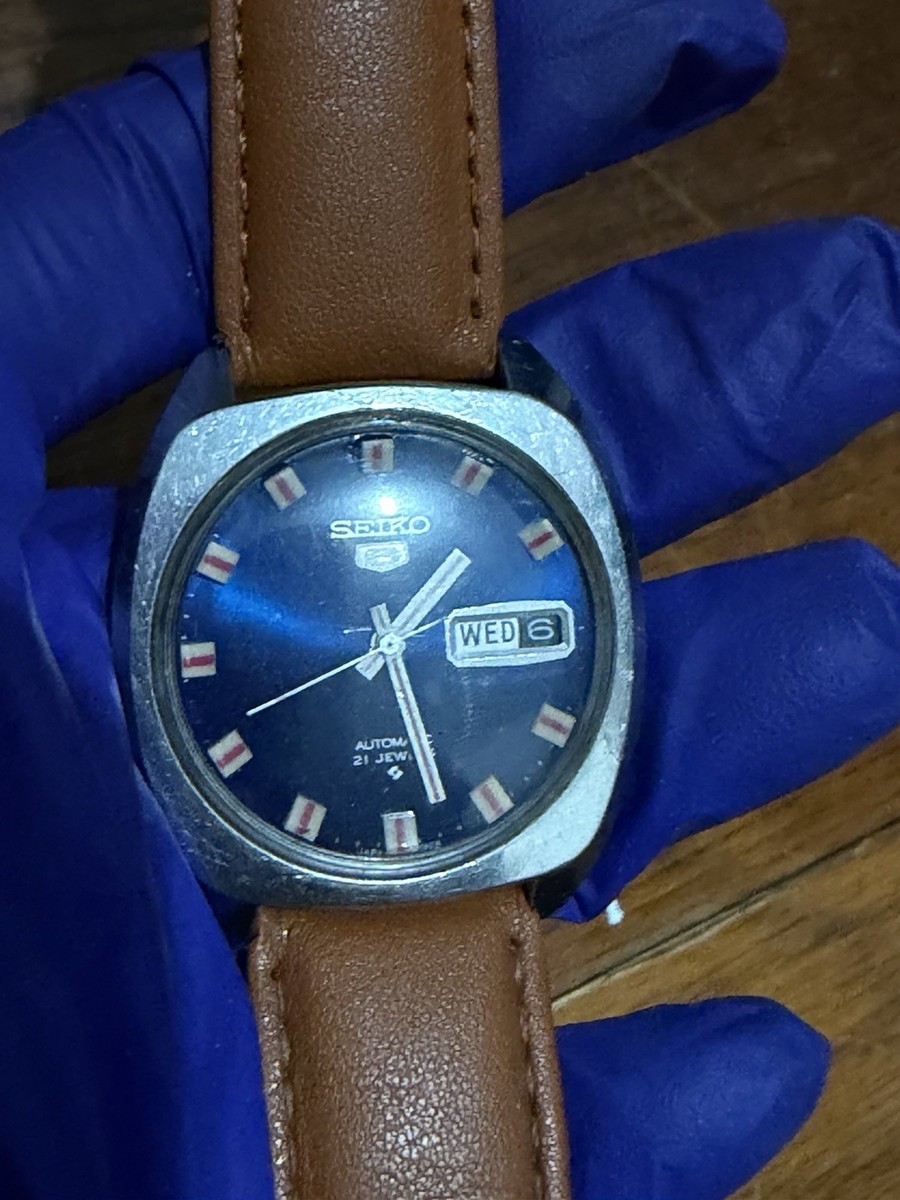 Seiko 6119-7103 5 Automatic Blue Watch Vintage Runs | eBay