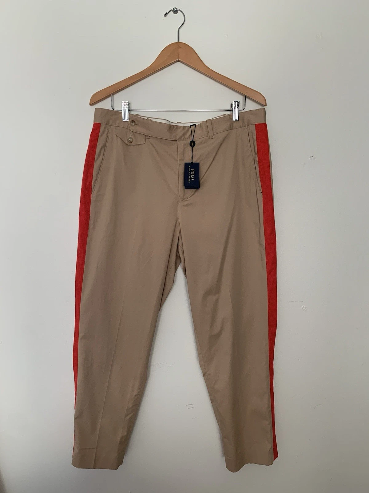 NWT Polo Ralph Lauren Sz 14 Chino Pants $198 Red Tuxedo Stripe Preppy Classic