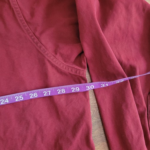 Cabelas Shirt Mens 3XL Tall Burgundy Button Down Flap Pockets Heavy 100% Cotton - Picture 9 of 15
