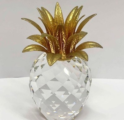 Swarovski Kerzenhalter Ananas L 11 cm 537 g 18 Karat Gold Krone