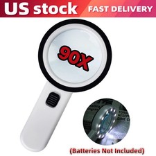 90X Lighted Handheld Magnifying Glass Large Reading Aid Magnifier for Seniors