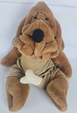 Vintage Ganz Bros Wrinkles Dog Plush w/Bone Pillow Large 28in Made In Korea 1981