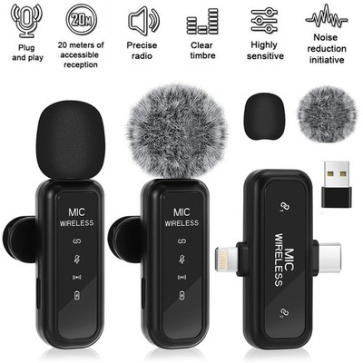 Kabelloses Mikrofon Handy for iPhone/Android Mini-Mikrofon Lavalier Microphone