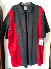 New Dickies Men's Work Shirt, Black/Red Collared Short Sleeve Workwear Size 2XL