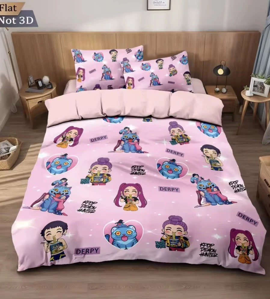 K-Pop Demon Hunters Bedding Single Size Bedding Duvet Cover Two Pillowcases
