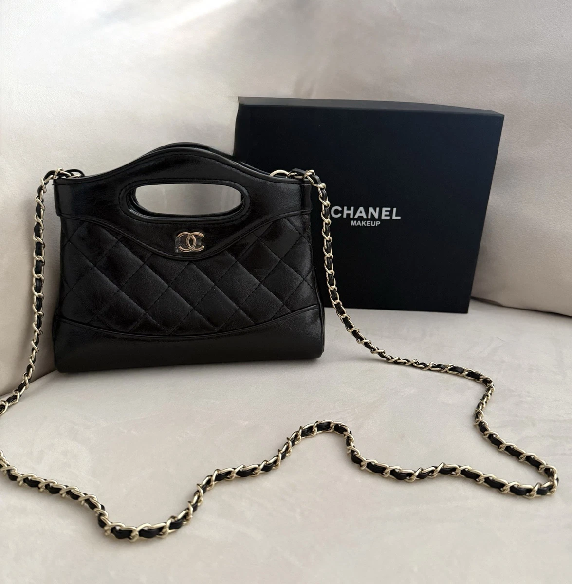 CHANEL Black Faux Leather Makeup Bags & Cases for sale - eBay