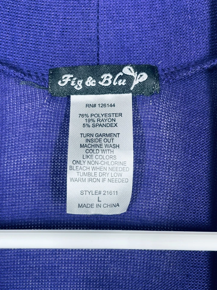 Cardigã Fig & Blu Feminino Tamanho Grande Roxo Cachoeira Estilo Drapeado Aberto Vintage - Imagem 2 de 4