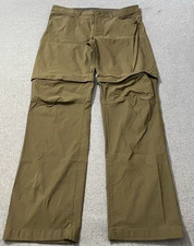 Eddie Bauer Convertible Tech Pants Mens 38x34 Green Stretch Outdoors Hiking Camp