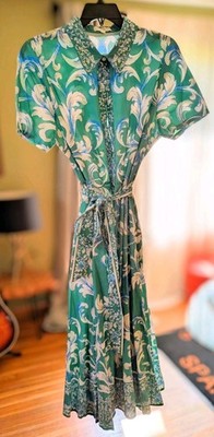 Flying Tomato Swirl Print Short Sleeve Cotton Dress-XL