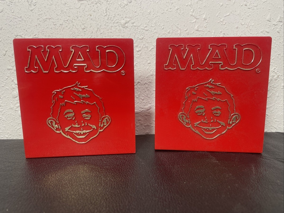Mad Magazine ALFRED E. NEUMAN Red Plastic Bookends | eBay