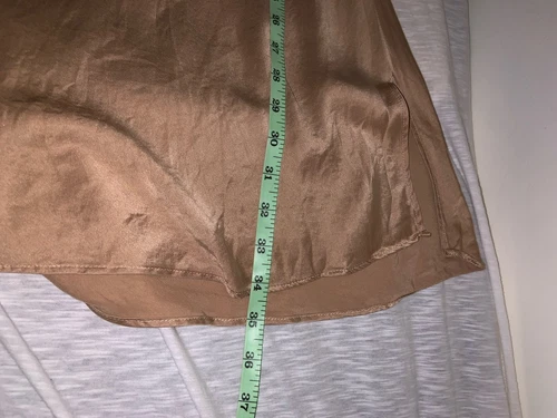 Victoria's Secret Silk Slip Dress Womens Medium Khaki Open Back Chemise VTG Y2K - Picture 6 of 6