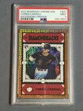 2023 Bowman Chrome Corbin Carroll RC SSP /25 ORANGE ASCENSIONS REFRACTOR PSA 9
