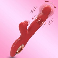 3 in 1 Thrusting Rabbit Vibrator G-Spot Clit-Anal Dildo Massager Women Lubricant