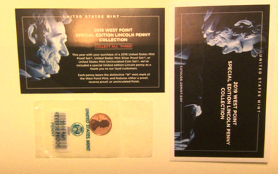2019-W Reverse Proof Lincoln Cent with COA & Envelope