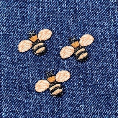 3-Pack Mini Bee Applique Patch - Embroidered Insect Bumblebee & Bug Badge 3/4''