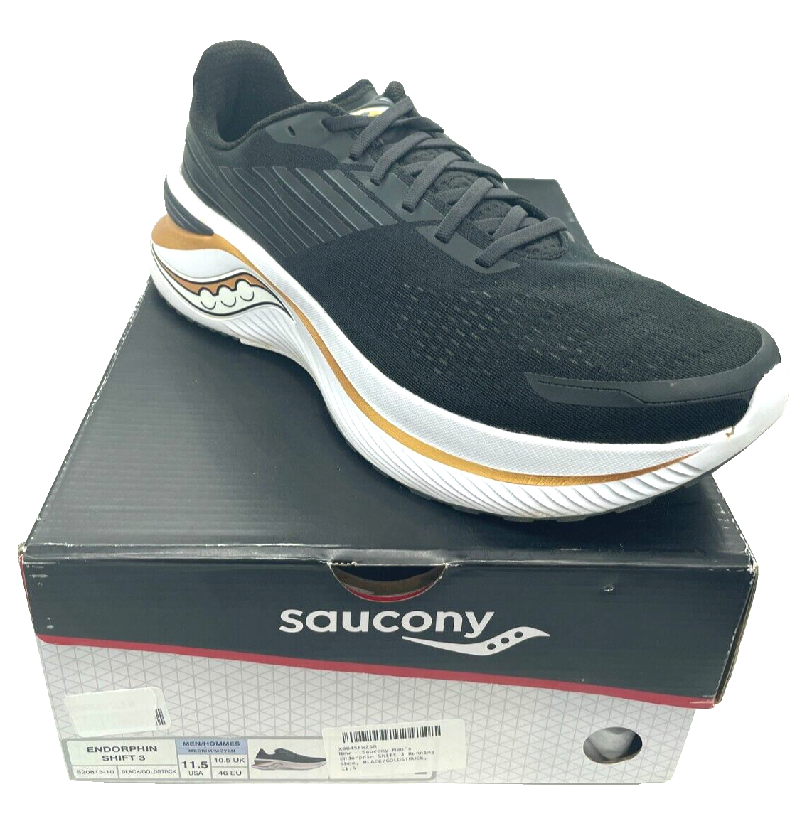 Saucony Endorphin Shift 3 Running Sneaker Black Goldstruck  display picture 1