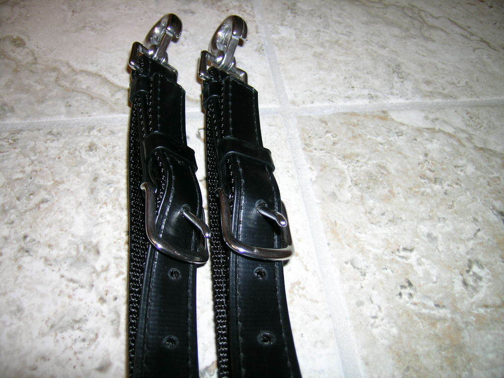 DRAFT SIZE HOLDBACK/BRAKE STRAPS, BLACK BIOTHANE WITH STAINLESS