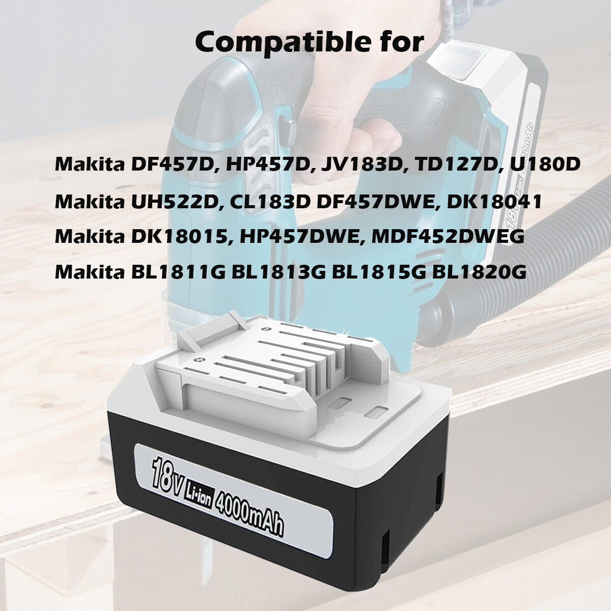 Gares akkumulátor, 18V 5, 0Ah Li-Ion, kompatibilis a Makita BL1811G BL1813G BL1815G HP457D DF457D TD127D készülékekkel