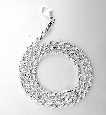 18,20,22,24,30 inch, Rope Chain, Italian 925 Sterling Silver