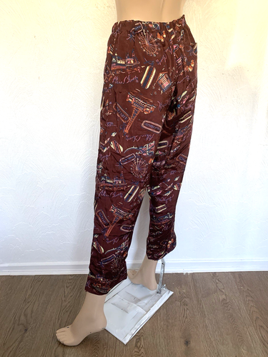 ALEXA CHUNG Burgundy Satin Twill Printed Straight Cropped Trousers UK 8 US 4 NEW - Picture 17 of 24
