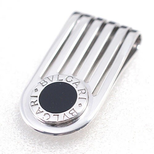 BVLGARI Money Clip Logo Silver Black Onyx SV925 Men with Box-image