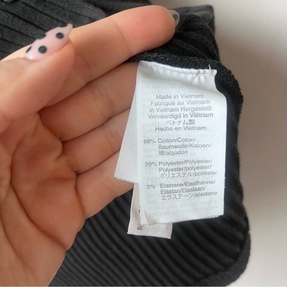 Madewell Black Button-Front Ribbed Mini Dress S - image 2