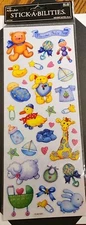 The Paper Studio Stick-a-Bilities New Baby Boy 1 Sheet of 32 Glitter Stickers