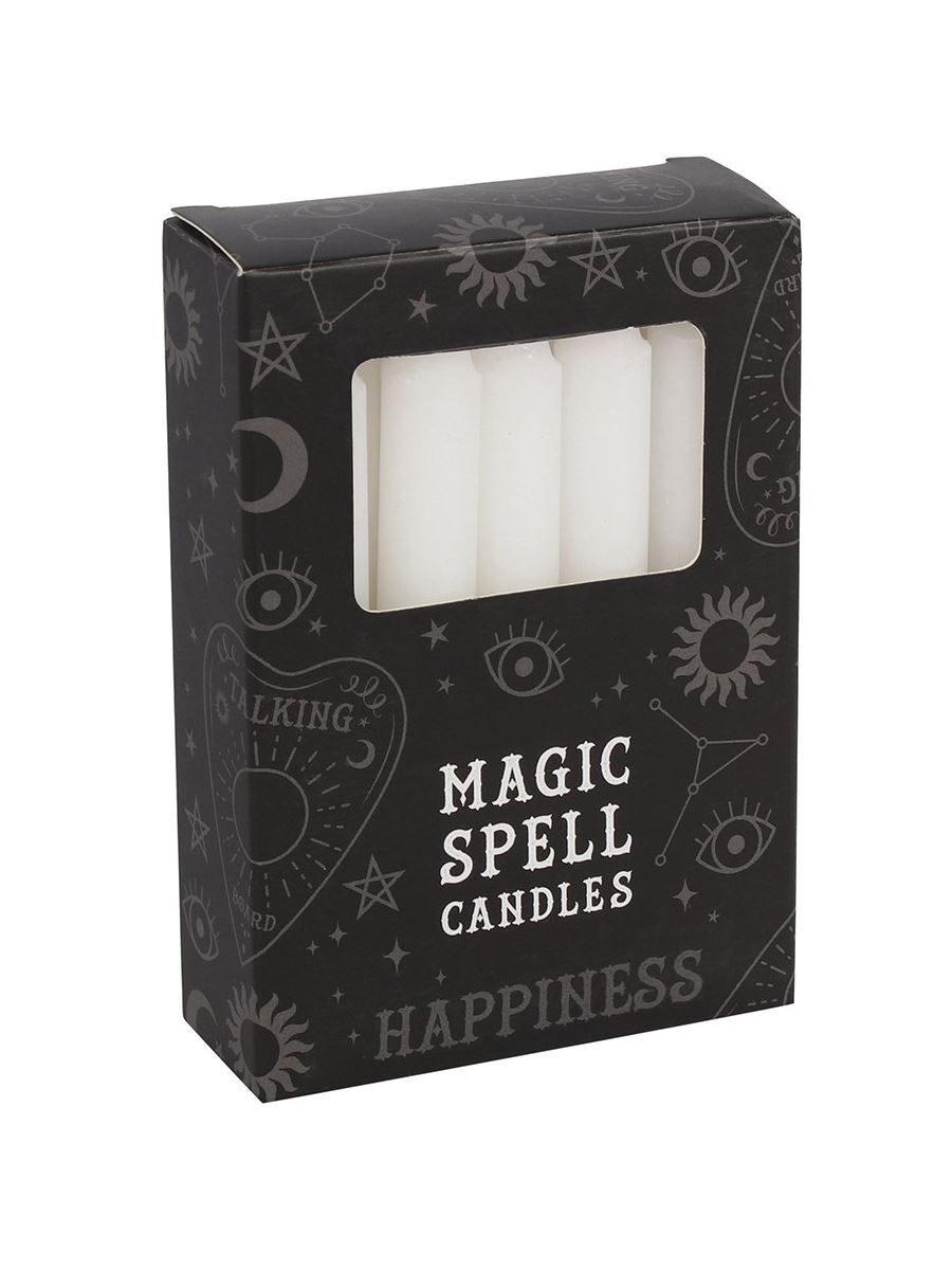 Magic Spell Candles - 10x Happiness White 10cm