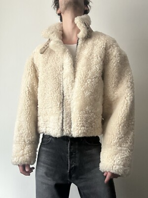 JOHN ELLIOTT   one of a kind incredible crème shearling coat.