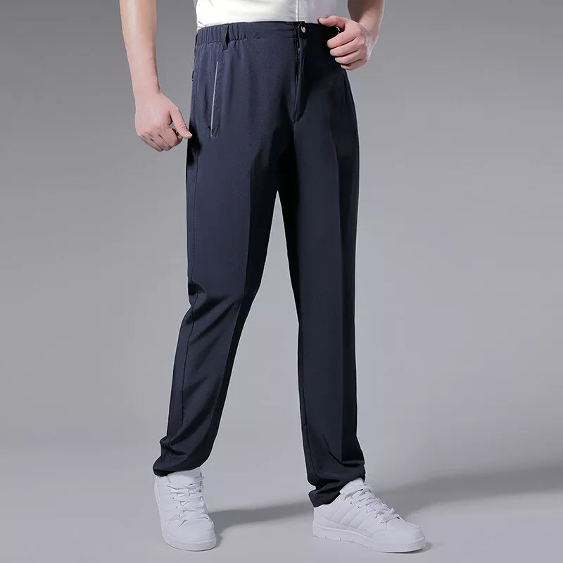 Men Pleated Dress Pants Elastic Waist Suit Trousers Stretch Straight Leg Classic Men Pleated Dress Pants Elastic Waist Suit Trousers Stretch Straight Leg Classic