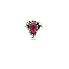 Sterling Silver Pear Shaped Garnet Ring Size 6.25 Stone 6 x 8 mm