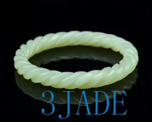 53mm Hand Carved Nephrite Jade Twisted Ropes Shape Bangle / Bracelet - Picture 3 of 8