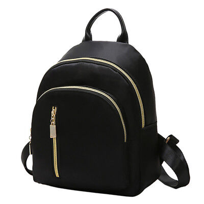 Women Girls Mini Black Nylon Backpack Casual Travel School Shoulder Bag Fas ITS