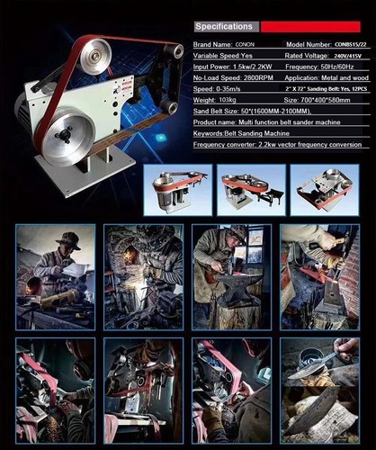 2"x72" Belt Sander Grinder Linisher FULL Chassis 2.2KW 2800 Motor VFD Combo pack - Picture 13 of 15