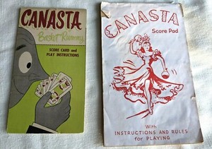 Vintage Canasta Score Pads--set of 2 from the mid-1950s