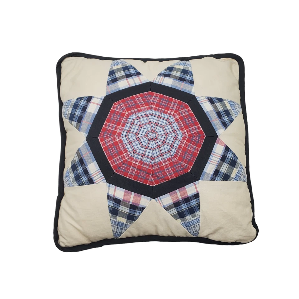 Dockers клетку выстеганная звезда 15 x 15 квадратная подушка красный синий патриотический 4 июля - Изображение 3 из 4