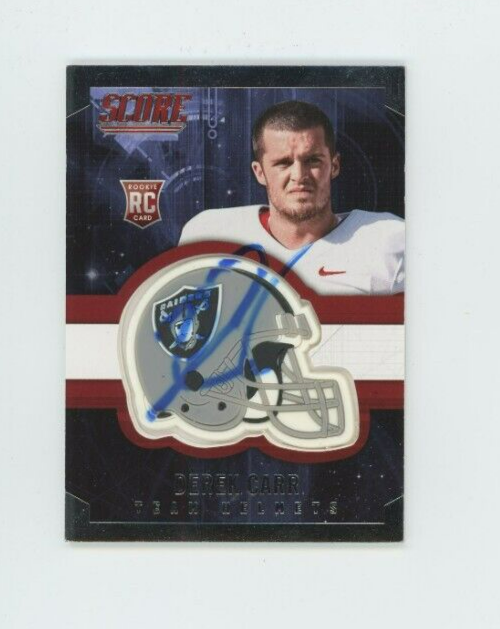 Derek Carr Las Vegas Raiders AUTO Rookie 2014 Score Helmet BAS COA Beckett Raiders Class Rings 