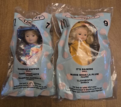 NIB! 2pc Lot Madame Alexander 2003 McDonald's Dolls-It's Raining/Hannah Pepper