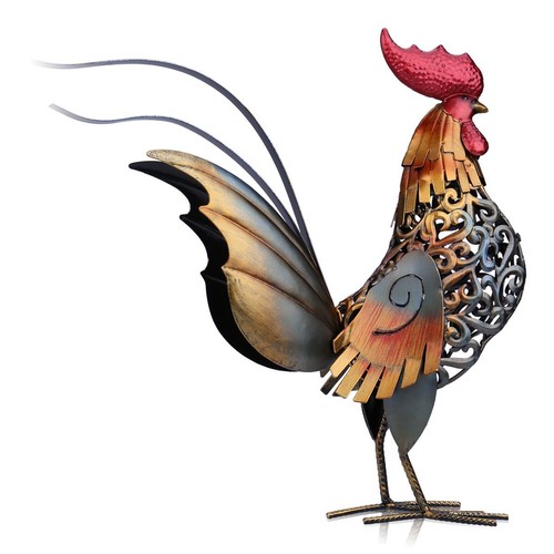 Garden Metal Rooster Yard Art Outdoor Sculpture for Patio Lawn Decoration J6C7 - Picture 6 of 11