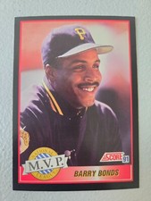 Barry Bonds 1991 Score #876 Baseball Card MVP + 2 Free Mystery Cards