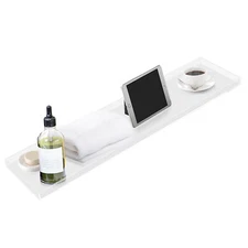 Bathroom Bathtub Tray Caddy, Over the Tub Bath Tray Wine Glass Holder Acrylic