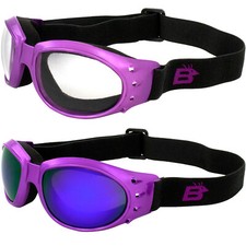 2 Birdz Eagle Women's Purple Padded Goggles Clear  Purple Mirror Lenses