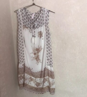 Target Xhilaration Drop Waist Shift Floral Crochet Tassel Tie Dress M  Juniors | eBay