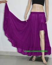 Gonna viola in chiffon con volant e spacco danza del ventre tribale zingara flamenco danza